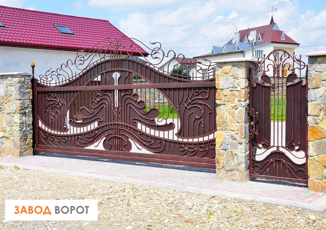 кованые распашные ворота Николаев
